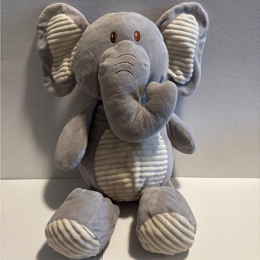 KellyToy Elephant Rattle Plush Floppy Stuffed Animal Gray Sewn Eyes 20"